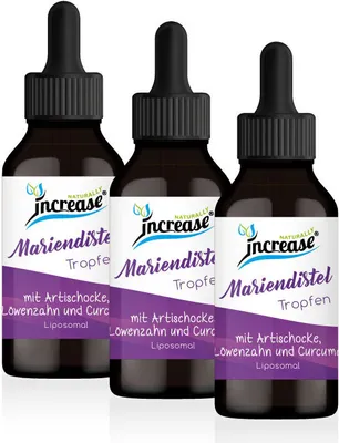 Produktbild von Nimm 3, zahl 2 Aktion Liposomale Mariendistel Tropfen mit Artischocke, Löwenzahn & Curcuma - 1000mg pro Tag (90.000mg in 3 Flaschen) 80% Silymarin