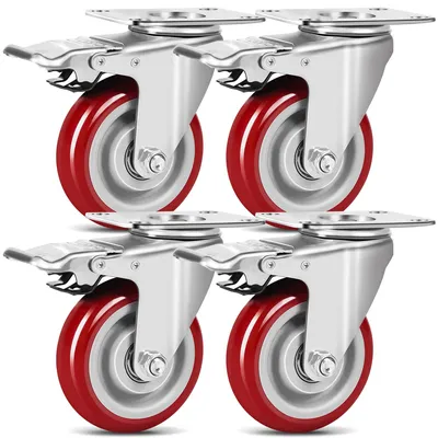 Produktbild von Set mit 4 robusten Transporträdern mit Bremse, 75 mm