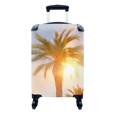 Produktbild von MuchoWow® Koffer Handgepäck Trolley Rollkoffer Kleine Reisekoffer mit 4 Rollen - Palme - Sommer - Sonne - Tropisch - Cabin Size < 55x40x23 cm & 55x40x20 cm - Fotokoffer - Kabinenkoffer - Boardgepäck - Reise-Box - Reisekoffer - Reisegepäck - Koffer mit Bild - Trolley für Kinder