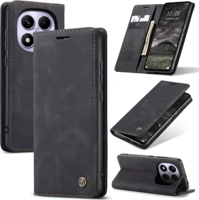 Obrázek produktu pro Pouzdro pro Xiaomi Redmi Note 14 Pro 4G, RetroPolyuretanKožené Pouzdro s Funkcí Stojánku černý