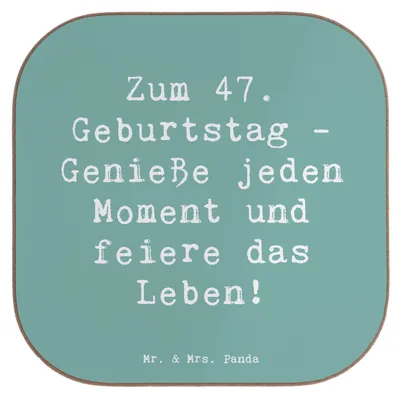 Produktbild von Mr. & Mrs. Panda Untersetzer für Gläser Spruch 47. Geburtstag - Meeresbrise - Geschenk, Feierlichkeiten, Tasse, Happy Birthday, feiere das Leben, Unvergessliche Momente