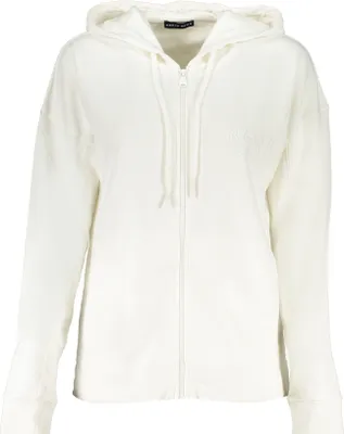 Image de Coton bio Sweatshirt à capuche pour femme Blanc avec fermeture éclair