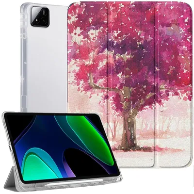 Image de Coque pour Xiaomi Pad 6 /6 Pro, Etui Housse Antichoc avec Porte-Stylet - Motif Arbre