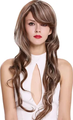Produktbild von WIG ME UP Perücke Lang Gewellt Scheitel Braun Platinblond Strähnen 010-10H613