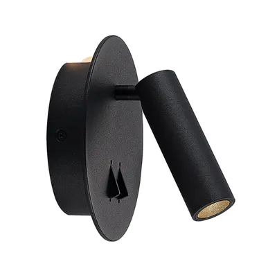 Produktbild von Lucande LED-Wandleuchte Magya, schwarz, Ø 14 cm, verstellbar
