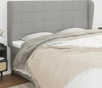 Produktbild von vidaXL Kopfteil mit Ohren Hellgrau 163x23x118/128 cm Stoff - Kopfteil - Kopfteile - Bett-Kopfteil - Bettkopfteil