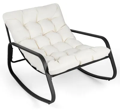 Produktbild von KOMFOTTEU Schaukelstuhl Outdoor, Relaxsessel mit abnehmbarem Sitzpolster & breiten Sitzfläche, ergonomischer Schaukelsessel bis zu 205 kg belastbar, Loungesessel für Balkon & Garten, 91 x 120 x 78 cm