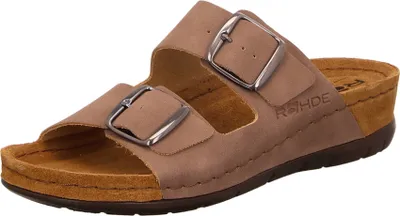 Produktbild von Rohde Damen Leder Pantoletten Klettverschluss Clogs Memory-Fußbett Rodigo-40 5856, Größe:40 EU, Farbe:Beige