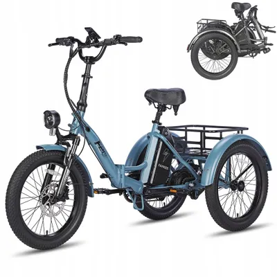 Produktbild von Fafrees F20 mate Dreirad faltbar Fahrrad Elektrofahrrad 3 Rad Fat Bike 48V LCD 20Ah Blau+Schwarzer Fahrradkorb +Aufblaspumpe