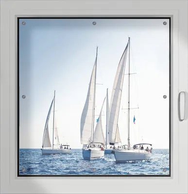 Produktbild von Wallario Lichtschutzbild, Dekorativer Sichtschutz Sonnenschutz 96 x 93 cm mit Motiv: Segelschiff auf dem Meer - Verdunklung ohne Bohren