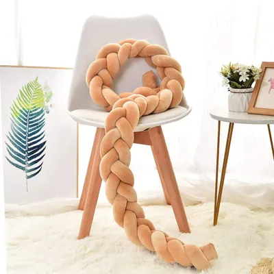 Obrázok produktu pre Posteľ nárazník Pletená posteľ Snake Detská postieľka Bumper Baby Nest Ochrana okraja tkania Ochrana hlavy Dĺžka 1 m Dekorácia do postieľky (khaki), 100 cm
