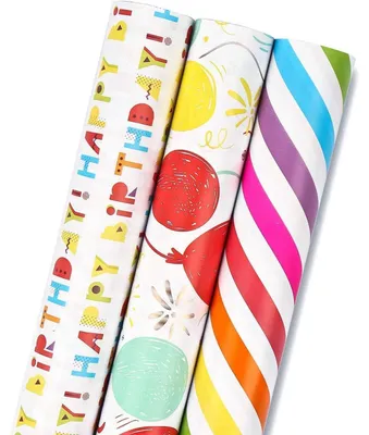Obrázok produktu pre Darčekový papier s motívom na narodeniny, 3 rolky, 43,2 cm x 305 cm