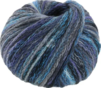 Produktbild von Lana Grossa - Cool Merino Big Color 0410 grau minttürkis dunkelblau royal blauviolett