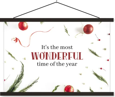 Produktbild von MuchoWow® Textilposter Winter - Weihnachten - Zitat 90x60 cm mit schwarzem Rahmen - Aufhängungssatz