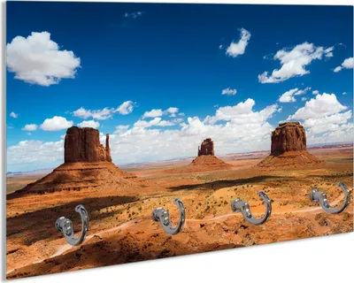 Produktbild von Wallario Schlüsselbrett aus Glas, Motiv: Monument Valley, 30 x 20 cm mit 4 Haken