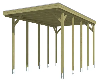 Zdjęcie produktu dla Wiata dla kampera, pojedyncza wiata SKAN HOLZ Friesland wraz z kotwami do słupków, 402 x 708 cm, impregnowana ciśnieniowo w kotle