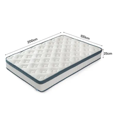 Obrázok produktu pre Matrac Tribesigns 120x200 cm výška 25 cm, H3, 7-zónový, taštičkový matrac s certifikátom Oeko-TEX, pružinový matrac s gélovou pamäťovou penou