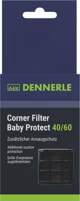 The image shows the packaging of a Dennerle Corner Filter Baby Protect 40/60.