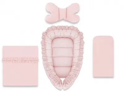 Obrázek produktu pro Baby Nellys 4-dílná sada oboustranné hnízdečko 55 x 75 cm, ROYAL - růžová