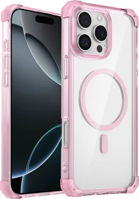 Produktbild von Magnetisch Hülle für iPhone 16 Pro Kompatibel mit Magsafe Stoßfest Militärschutz Transparente Handyhülle Pink