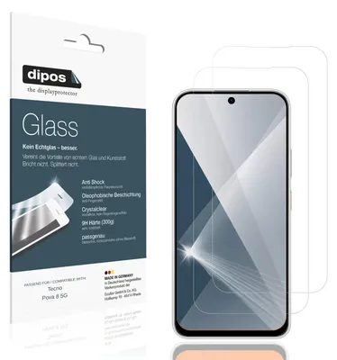 Produktbild von 2x Schutzfolie für Tecno Pova 8 5G - Anti-Shock 9H Folie dipos Glass Kunststoffglas