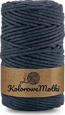 Produktbild von Baumwollkordel mit einem Kern 100m 3mm Atrament | Makramee Garn, Häkelkordel, Baumwollkordel mit Polyesterkern, Textilgarn