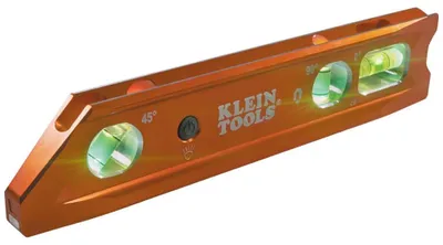 Leuchtende Torpedo-Wasserwaage mit Magnet, 3 Libellen, orange