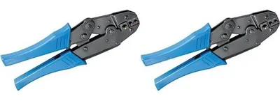 Image de Pince à sertir les cosses avec cliquet et verrouillage de sécurité, 0,5-6,0 mm², bleue, lot de 2