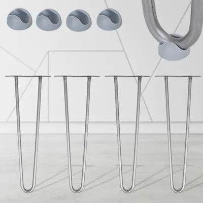 Produktbild von Mucola Tischbeine 4er Set Hairpin Leg Haarnadelbeine Tischgestell Tisch Tischkufen Esstisch Tischbein - Stahl 2 Streben 20CM