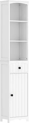 Image de Fortuna Lai Armoire de salle de bain Armoire haute avec 3 étagères, 1 tiroir Armoire de salle de bain Étagère de salle de bain Meuble de salle de bain, blanc, 34x24x170,5 cm