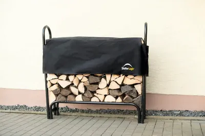 Obrázok produktu pre ShelterLogic oceľový prístrešok na palivové drevo vrátane krytu 126 x 25 x 118 cm čierny
