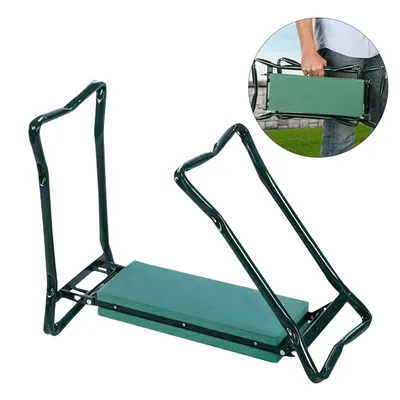 Image de TolleTour Genouillère pliable 2 en 1 comme tabouret ou coussin pour les genoux pour le jardinage jusqu'à 150kg, y compris sac à outils pratique, vert