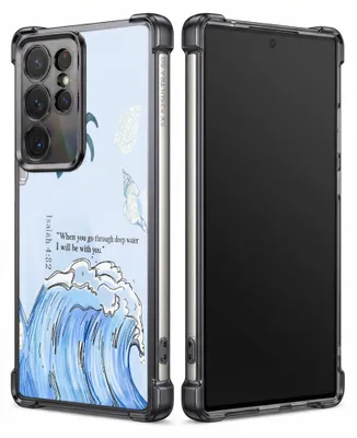 Produktbild von Personalisierte Hülle mit Bild für Samsung Galaxy S24 Ultra Elektroplattiert TPU Stoßdämpfer Handyhülle mit Meereswelle mit Bibeltext
