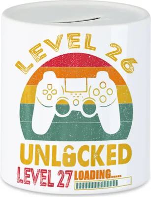Produktbild von Level 26 Unlocked Level 27 Loading Spardose Geburtstag Konsole Happy Birthday Controller Gamepad Spiel