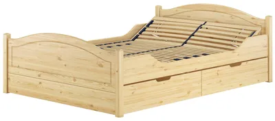Produktbild von Doppelbett Massivholz 140x200 Komplettset Bett mit Staukasten V-60.33-14Federholzrahmen inkl.