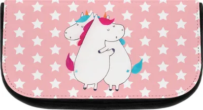 Produktbild von Mr. & Mrs. Panda kulturtäschchen Einhörner Umarmen - Rot Pastell - Geschenk, Einhorn, Schwester, Unicorn, kosmetiktasche klein, Familie, BFF, Kulturtasche, Kulturbeutel
