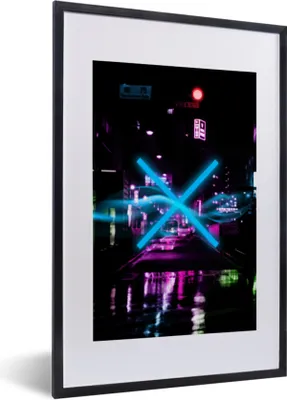 Produktbild von MuchoWow® Gerahmtes Poster Spiel - Neon - Spielen - Abstrakt 40x60 cm - Poster mit Schwarzem Bilderrahmen Wandposter Rahmen Foto Bilder - Poster in Rahmen