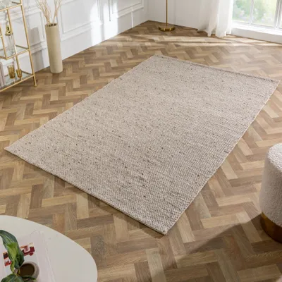Produktbild von riess-ambiente Design Teppich WOOL 240x160cm silbergrau aus Wolle Wohnzimmerteppich