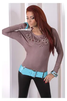 Produktbild von Longshirt Tunika mit Pailletten Top Gr. 36 38 S M, 5830 Cappuccino