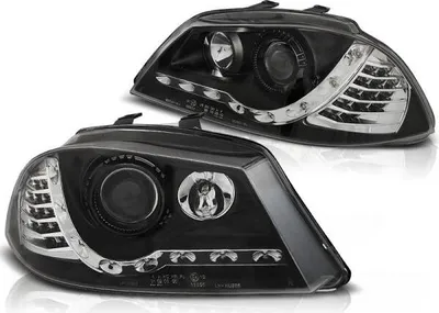 Produktbild von Scheinwerfer LED Tagfahrlicht Optik passend für Seat Ibiza 6L 02-09 Schwarz LED Blinker