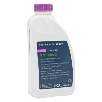 Produktbild von Volkswagen Kühlerschutzmittel original VW G12E050A2, bis -35 °C, 1 l, Kühlmittel Fertigmischung, Ready mix, G12evo