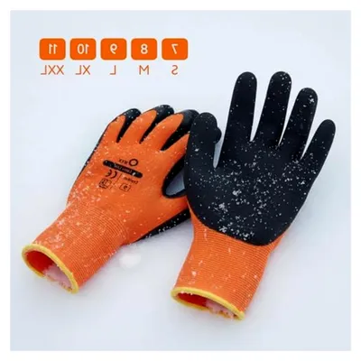 Produktbild von Gefütterte Winter-Arbeitshandschuhe – 12 Paar, Größe 9/L, Warme Latexbeschichtung für kalte Bedingungen, Rutschfester Griff, Orange