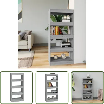 Produktbild von The Living Store Bücherregal/Raumteiler Grau Sonoma 60x30x135 cm Holzwerkstoff