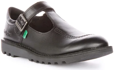 Produktbild von Kickers Kick T Bar Jugend Leder Haken Und Schleife Riemen Schuhe Schwarz – undefined / Schwarz