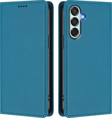 Produktbild von Handyhülle für Samsung Galaxy M34 5G, Kunstleder Klapphülle Stoßfeste Magnetische Hülle mit Ständer Blau