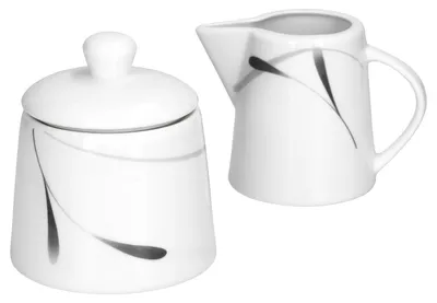 Produktbild von Kaffeeergänzungsset Milchkännchen & Zuckerdose Lima Porzellan weiß mit Dekor
