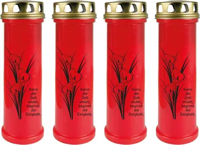 Produktbild von Grabkerze Rot 4er Pack, Brenndauer: 100 Stunden ( je Kerze ), Motiv: Calla