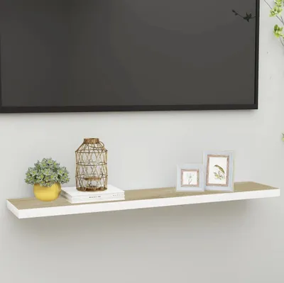 Immagine prodotto di Maison Exclusive - Scaffale sospeso effetto rovere e bianco 120x23,5x3,8 cm MDF