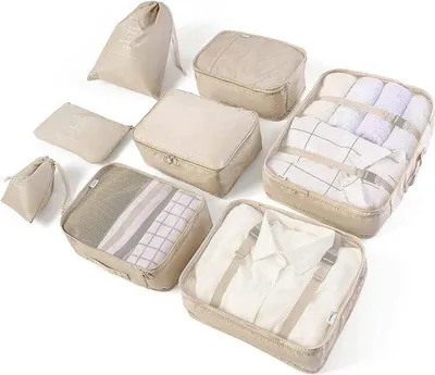 Produktbild von Famanu Kofferorganizer 8-teilig - beige