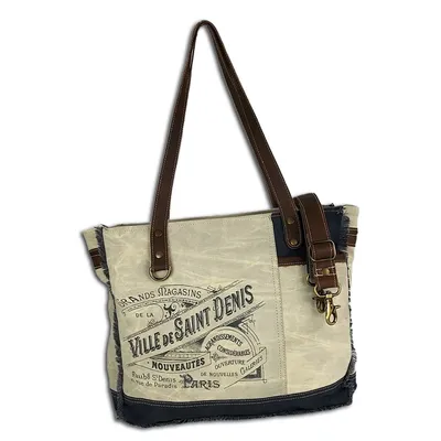 Produktbild von Sunsa Damen Handtasche. XXL Shopper Leinwand/Canvas & Leder. Vintage Retro Stil Tasche. Schultertasche